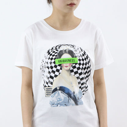 PINKO Tシャツ ホワイト プリント バッグロゴ 半袖 1Q103E-Y6A5