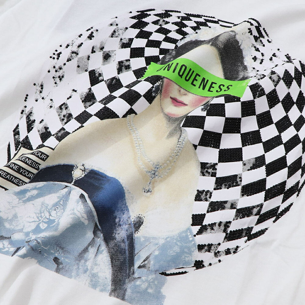 PINKO Tシャツ ホワイト プリント バッグロゴ 半袖 1Q103E-Y6A5