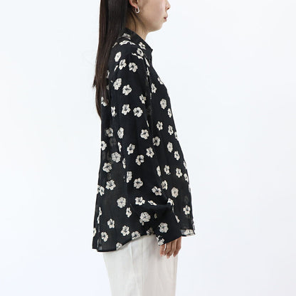 PINKO ブラウス ブラック 花柄 総柄 襟付き 100121-A0OF