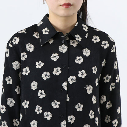 PINKO ブラウス ブラック 花柄 総柄 襟付き 100121-A0OF