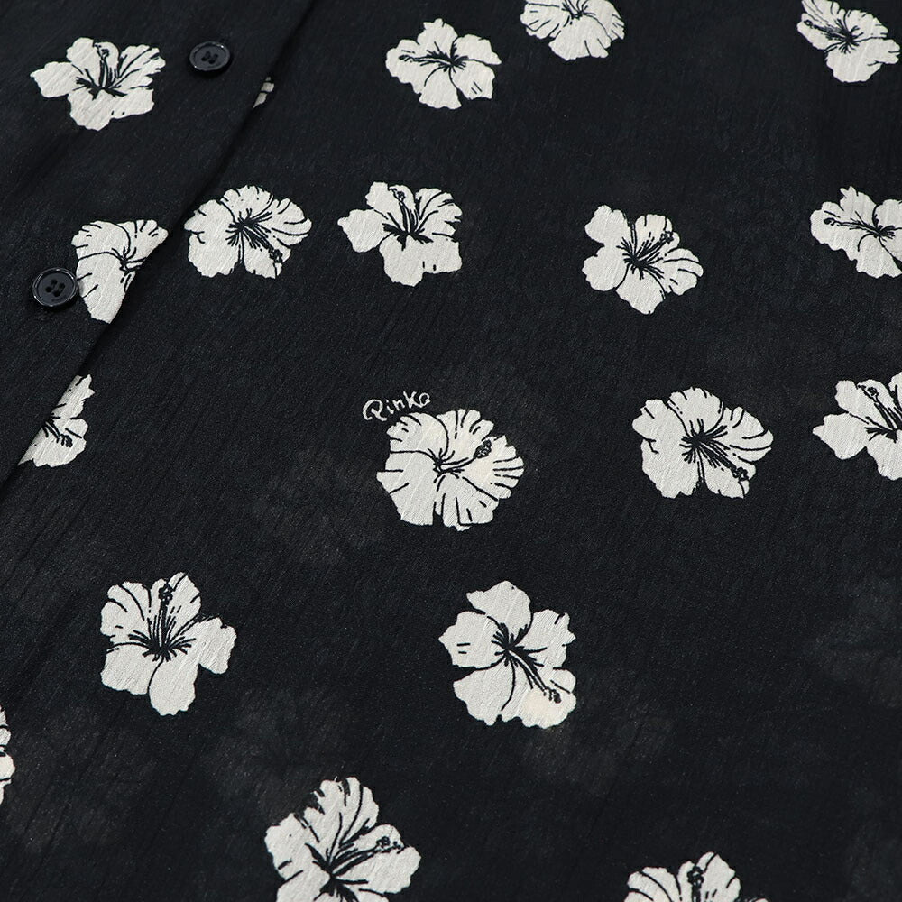 PINKO ブラウス ブラック 花柄 総柄 襟付き 100121-A0OF