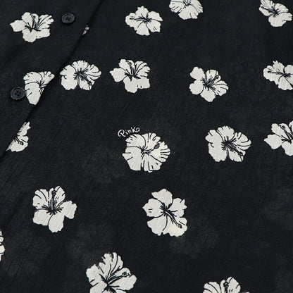 PINKO ブラウス ブラック 花柄 総柄 襟付き 100121-A0OF