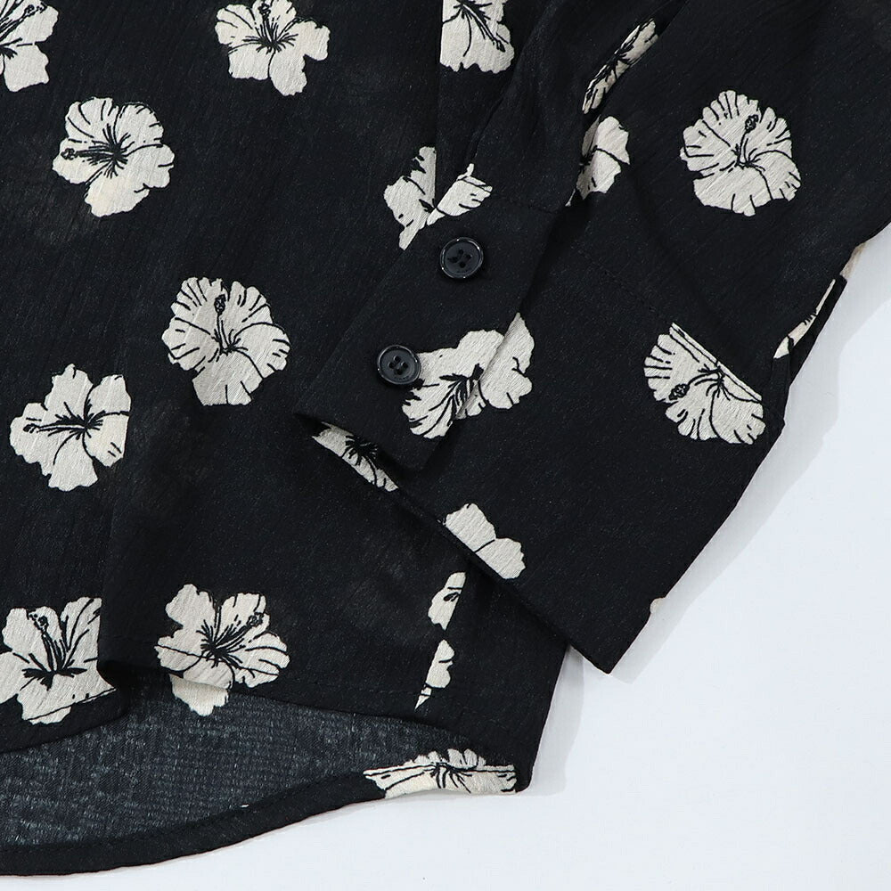 PINKO ブラウス ブラック 花柄 総柄 襟付き 100121-A0OF