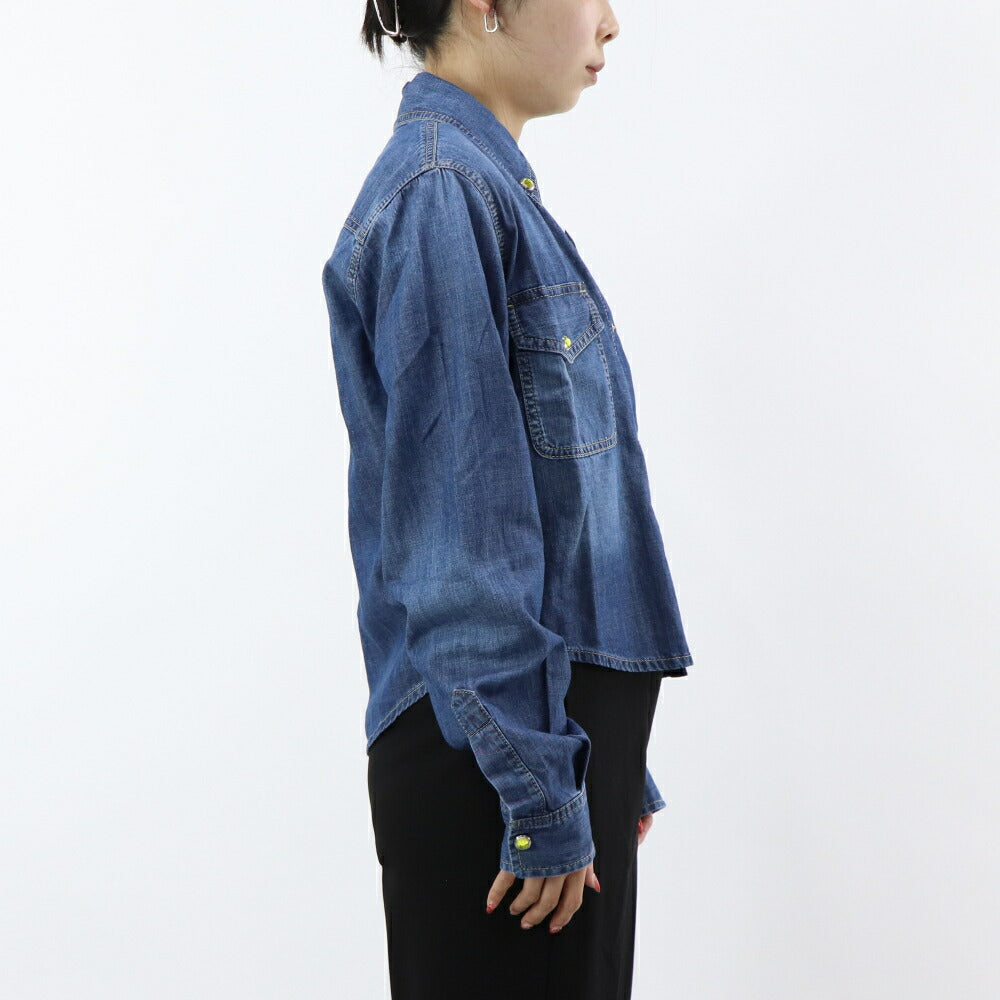 PINKO  ブルー デニムシャツ ラインストーン 100202-A0I9