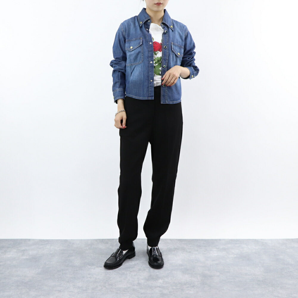 PINKO  ブルー デニムシャツ ラインストーン 100202-A0I9