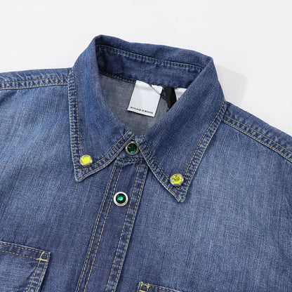 PINKO  ブルー デニムシャツ ラインストーン 100202-A0I9