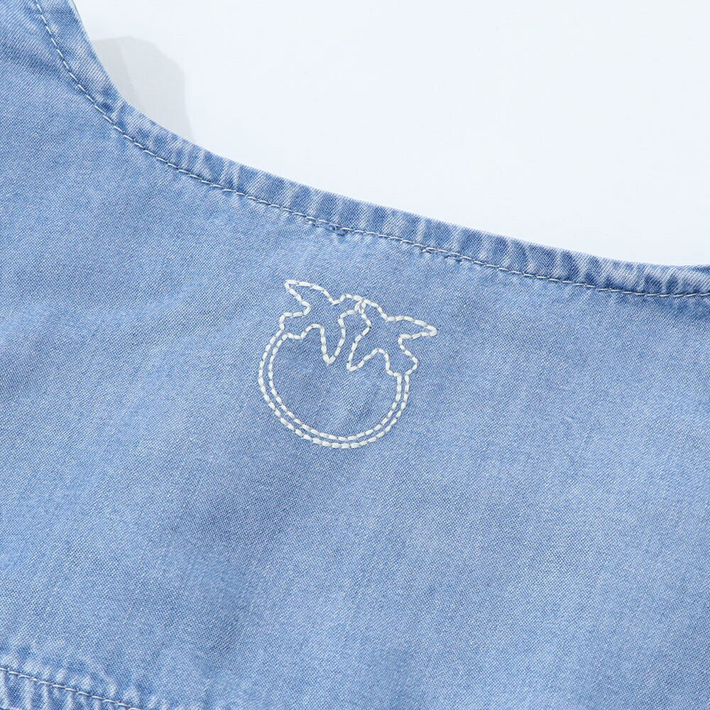 PINKO Tシャツ ブルー デニム ショート丈 半袖 100712-A0G5