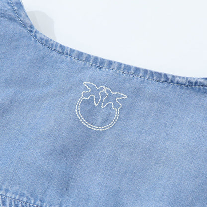 PINKO Tシャツ ブルー デニム ショート丈 半袖 100712-A0G5