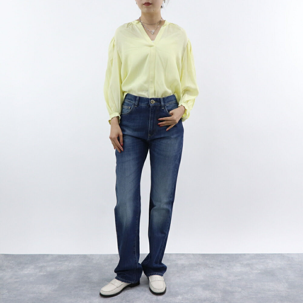 PINKO ブラウス イエロー Vネック シンプル 無地 1B14HW-8019