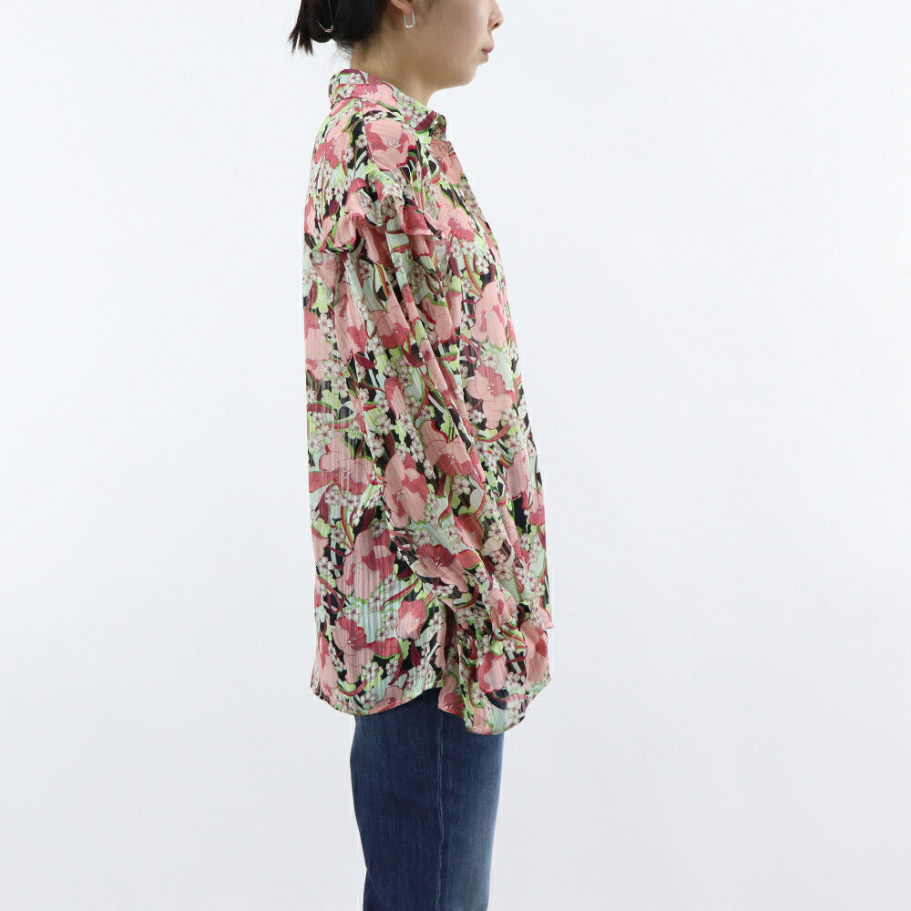 PINKO ブラウス ピンク系 花柄 襟付き 1B14K2-8062