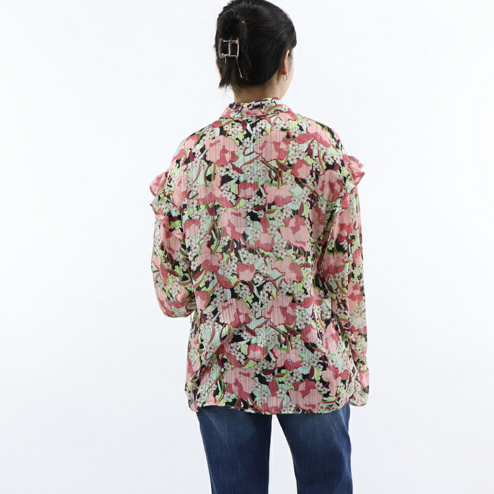 PINKO ブラウス ピンク系 花柄 襟付き 1B14K2-8062