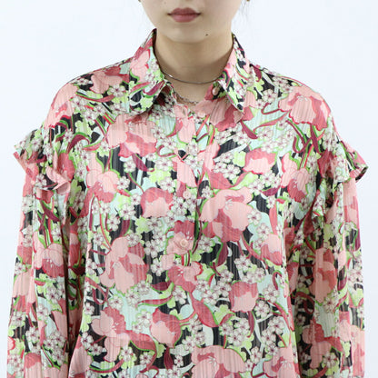 PINKO ブラウス ピンク系 花柄 襟付き 1B14K2-8062