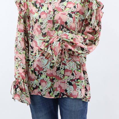 PINKO ブラウス ピンク系 花柄 襟付き 1B14K2-8062