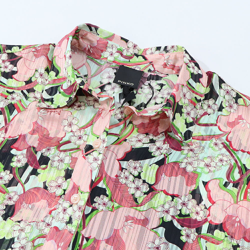 PINKO ブラウス ピンク系 花柄 襟付き 1B14K2-8062