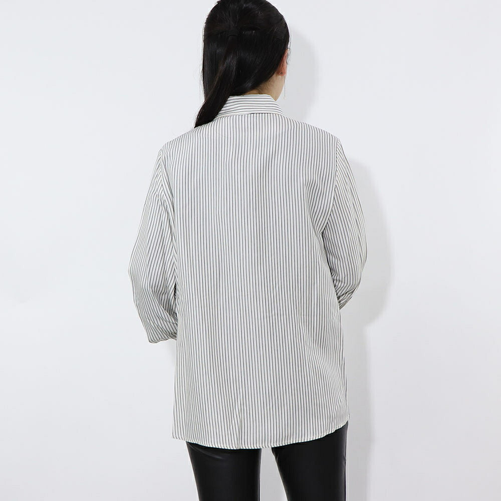 PINKO ブラウス ホワイト×グリーン ストライプ フリル 1G14WM-7946