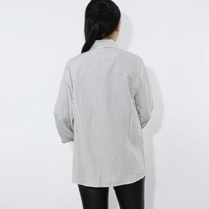 PINKO ブラウス ホワイト×グリーン ストライプ フリル 1G14WM-7946