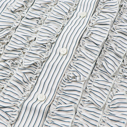 PINKO ブラウス ホワイト×グリーン ストライプ フリル 1G14WM-7946