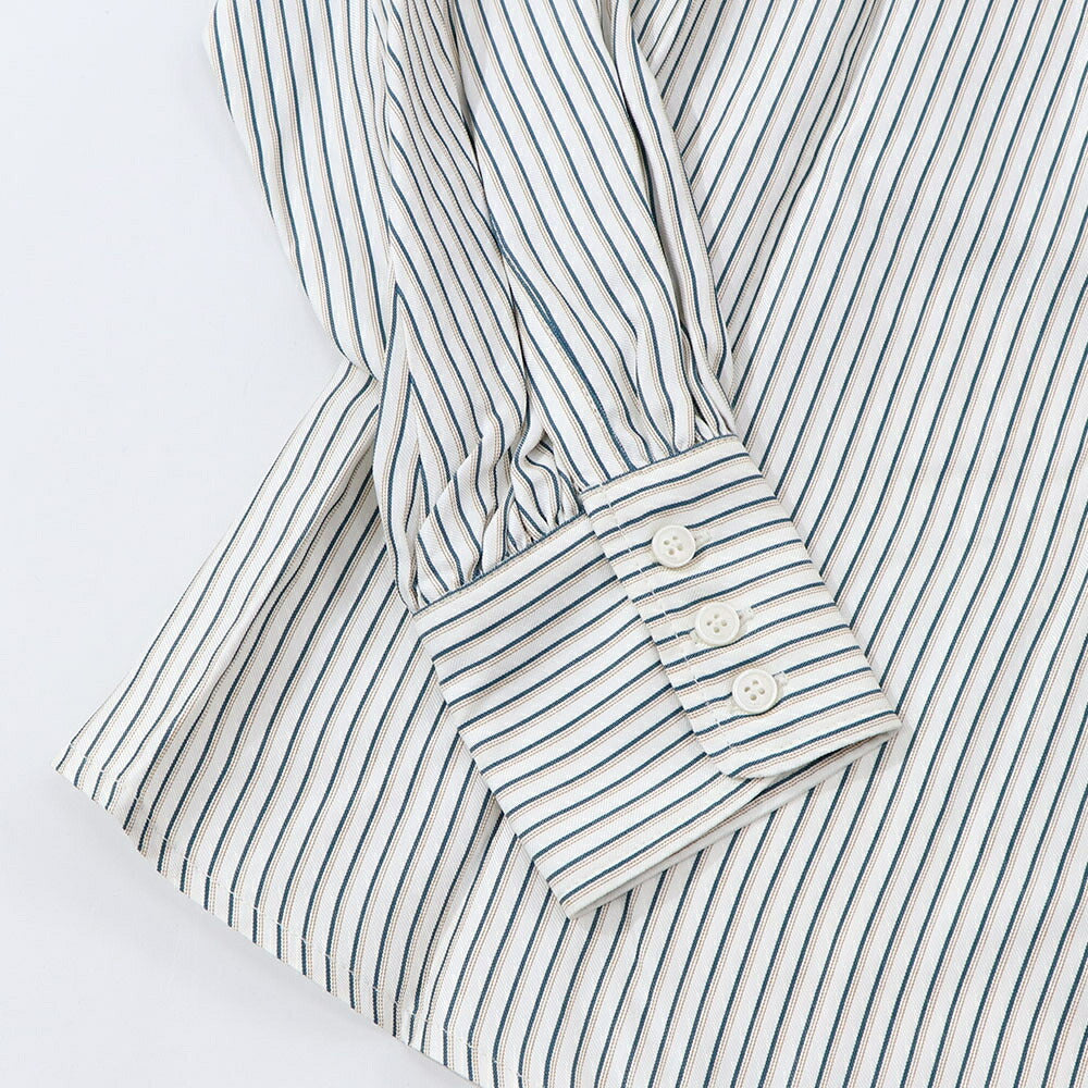 PINKO ブラウス ホワイト×グリーン ストライプ フリル 1G14WM-7946