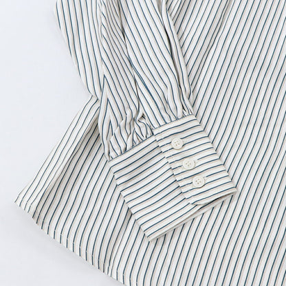 PINKO ブラウス ホワイト×グリーン ストライプ フリル 1G14WM-7946