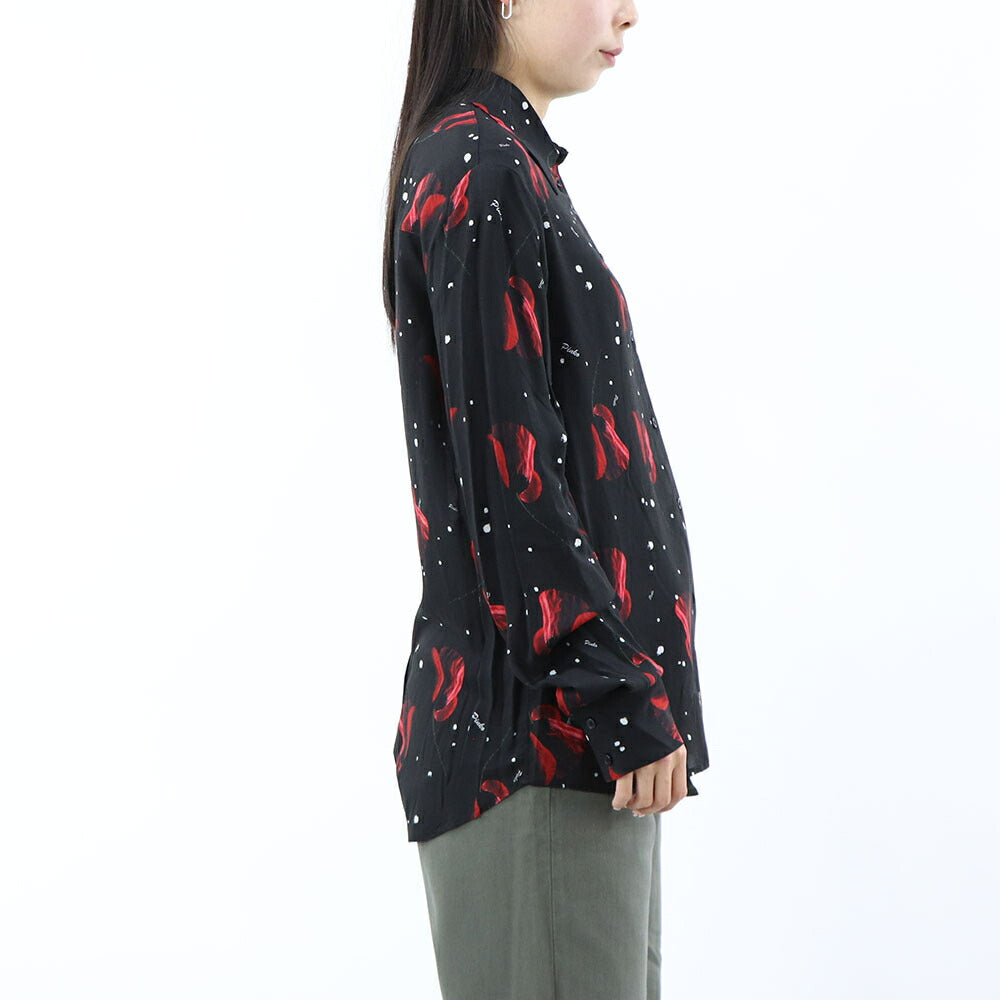 PINKO シャツ ブラウス ブラック フラワープリント 1G15G7-Y6EA