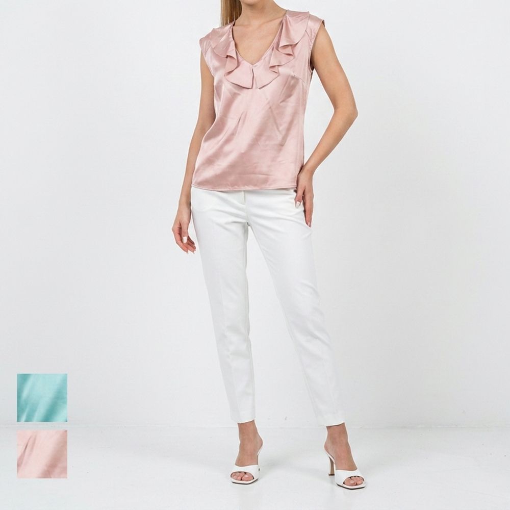 PINKO ピンコ レディース トップス キャミソール・タンクトップ・ノースリーブ グリーン ピンク サテン タンクトップ 1G15M1-ZR64