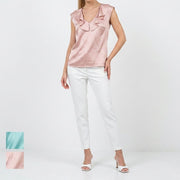 PINKO ピンコ レディース トップス キャミソール・タンクトップ・ノースリーブ グリーン ピンク サテン タンクトップ 1G15M1-ZR64