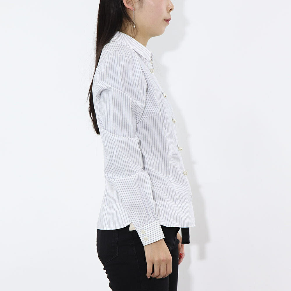 PINKO シャツ ホワイト ストライプ 1G15WQ-8430