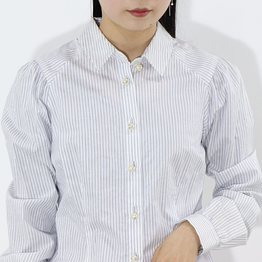 PINKO シャツ ホワイト ストライプ 1G15WQ-8430