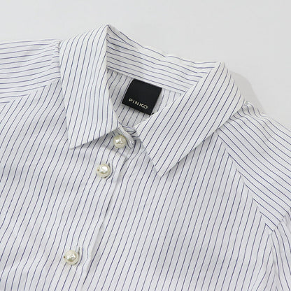 PINKO シャツ ホワイト ストライプ 1G15WQ-8430