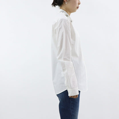 PINKO ホワイト ビジュー付き オックスフォードシャツ 1G1643-Y6VW