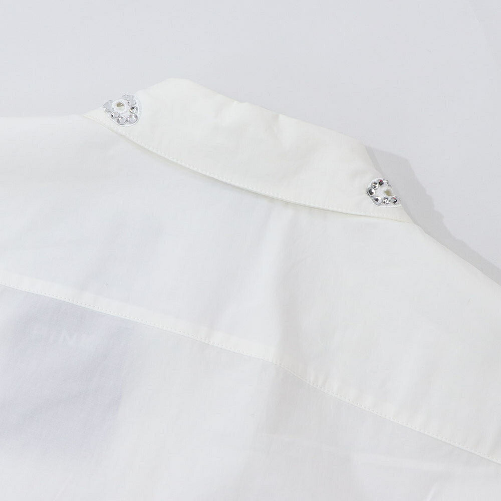 PINKO ホワイト ビジュー付き オックスフォードシャツ 1G1643-Y6VW