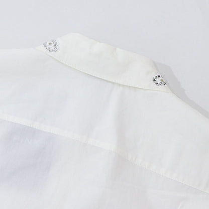 PINKO ホワイト ビジュー付き オックスフォードシャツ 1G1643-Y6VW