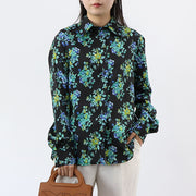 PINKO シャツ ブラウス ブラック フラワープリント 1G164B-8460