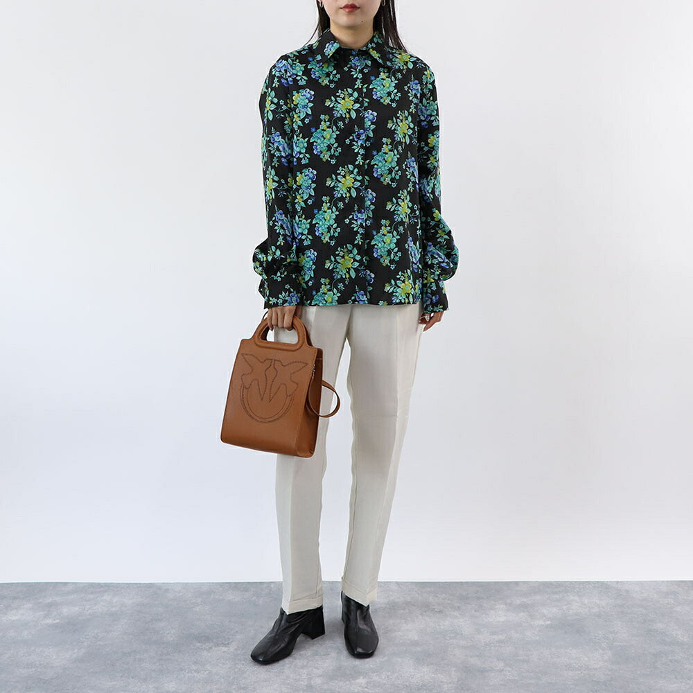 PINKO シャツ ブラウス ブラック フラワープリント 1G164B-8460