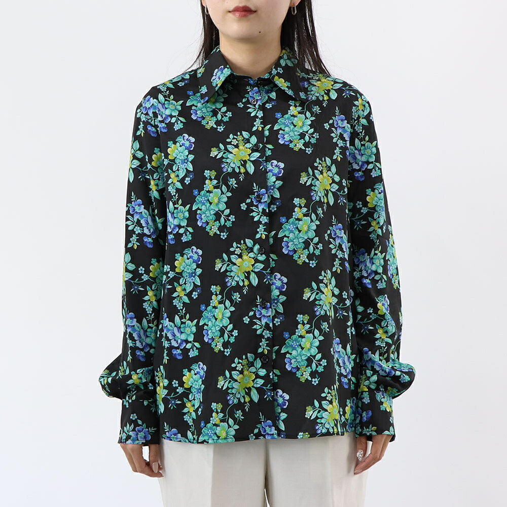 PINKO シャツ ブラウス ブラック フラワープリント 1G164B-8460