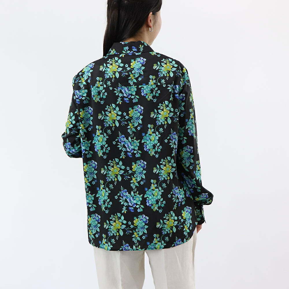 PINKO シャツ ブラウス ブラック フラワープリント 1G164B-8460