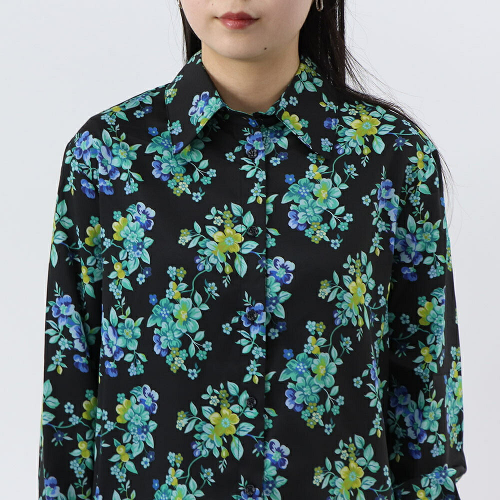 PINKO シャツ ブラウス ブラック フラワープリント 1G164B-8460
