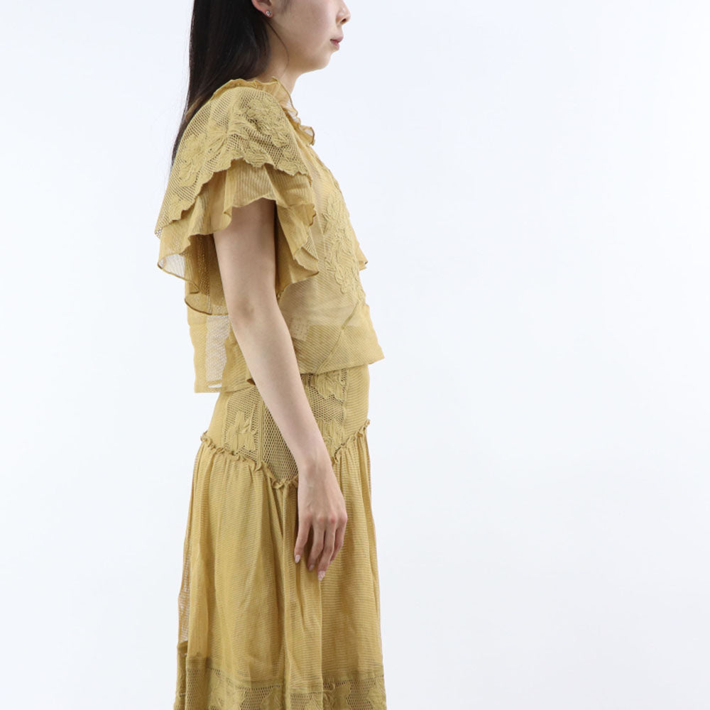 PINKO Tシャツ カットソー ベージュ メッシュ フラワー 1G17H9-Y7UZ