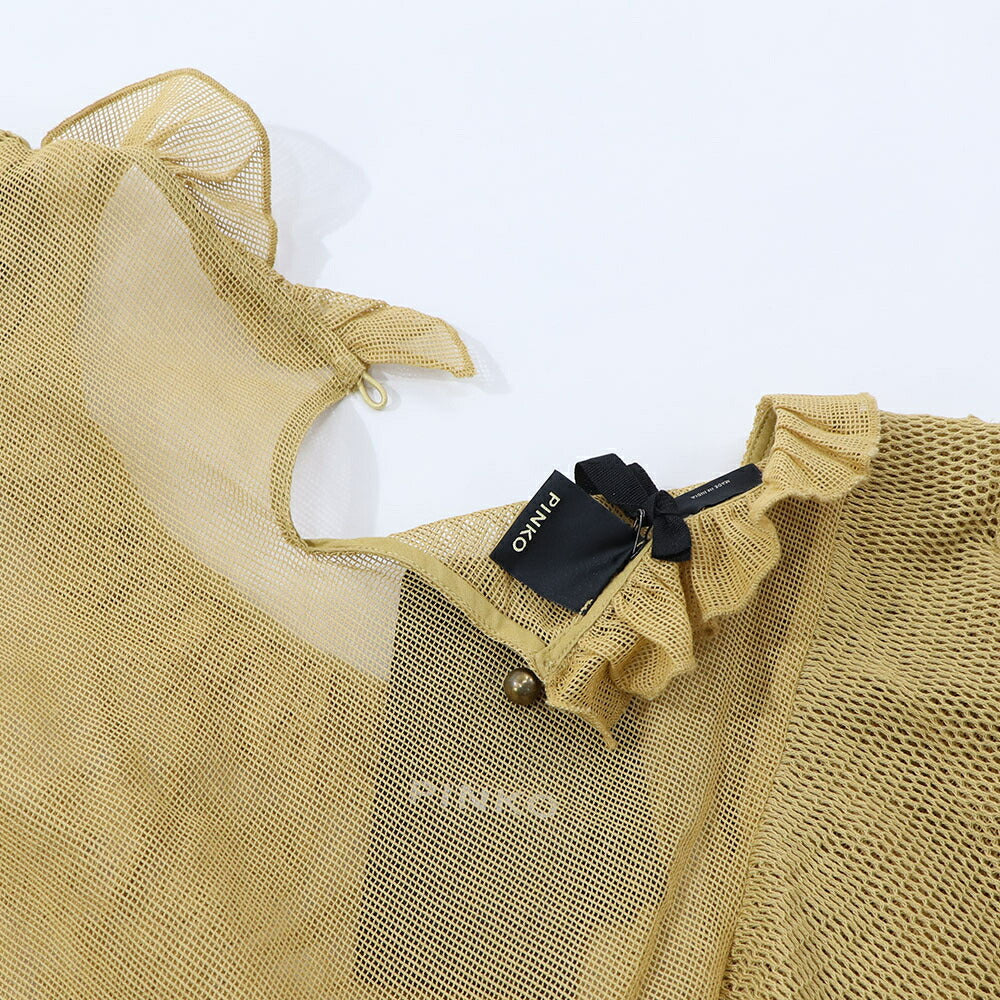 PINKO Tシャツ カットソー ベージュ メッシュ フラワー 1G17H9-Y7UZ