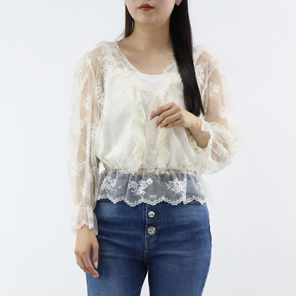 PINKO Tシャツ カットソー ホワイト シアー 1G1885-Y7T5