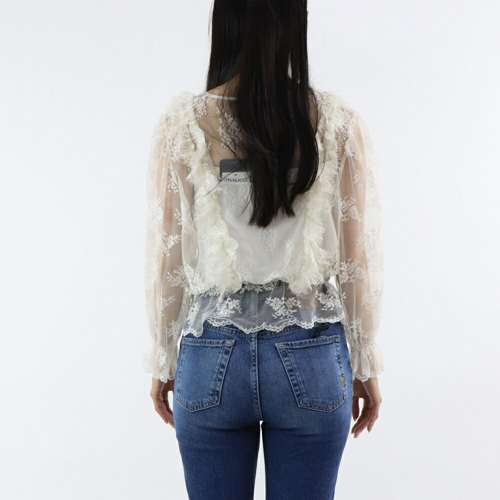 PINKO Tシャツ カットソー ホワイト シアー 1G1885-Y7T5
