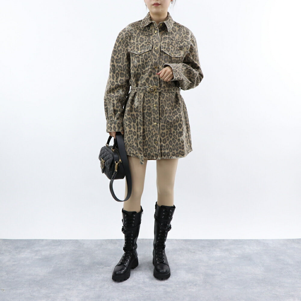 PINKO ワンピース ブラウン ヒョウ柄 1J10X6-Y84J
