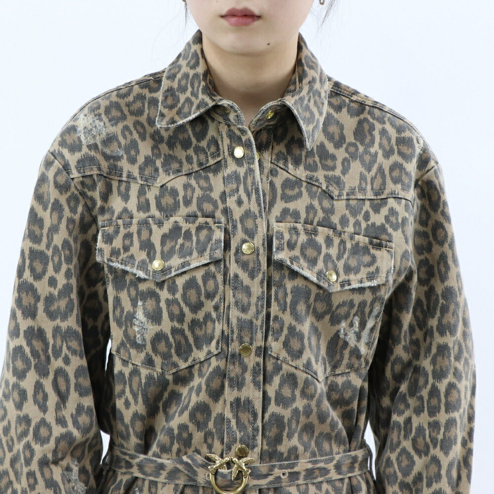 PINKO ワンピース ブラウン ヒョウ柄 1J10X6-Y84J