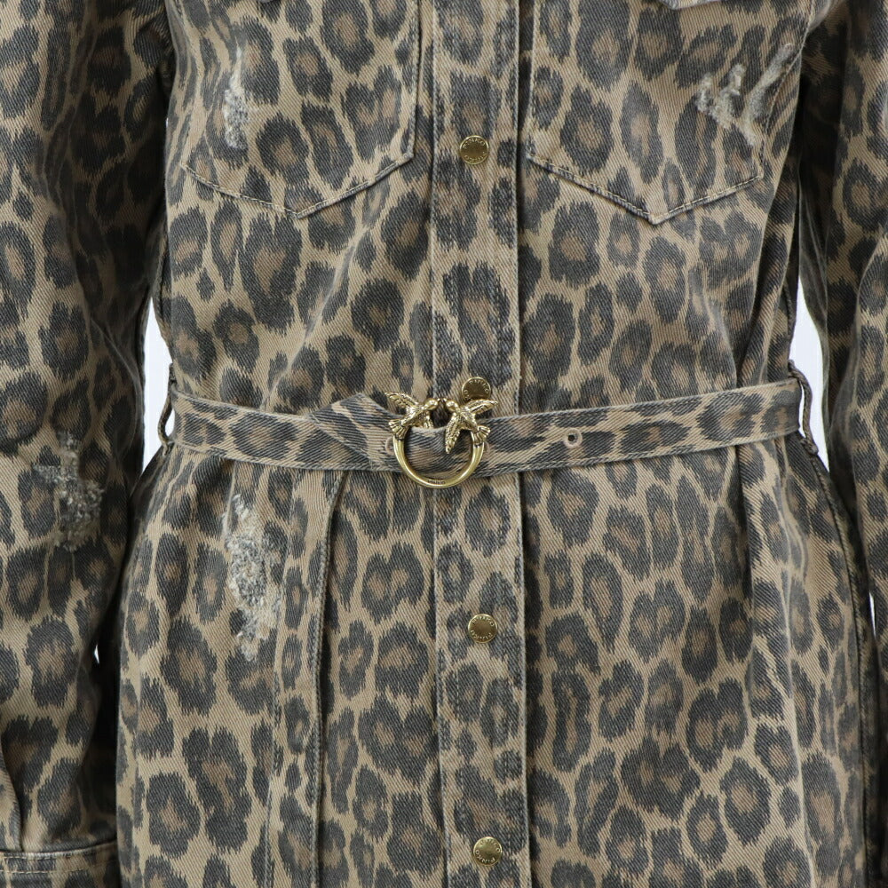 PINKO ワンピース ブラウン ヒョウ柄 1J10X6-Y84J
