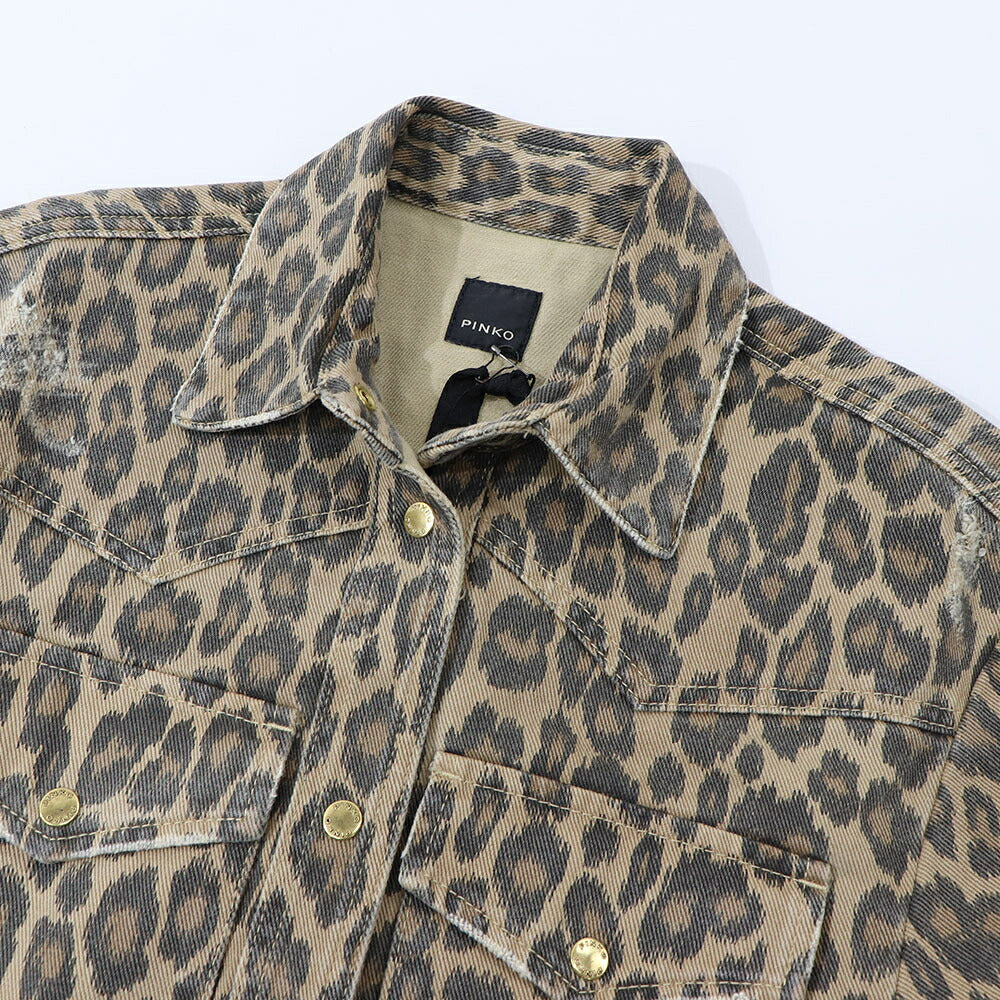 PINKO ワンピース ブラウン ヒョウ柄 1J10X6-Y84J