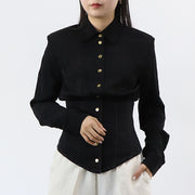 PINKO シャツ ブラウス ブラック コルセット ロゴ 1J112H-A0CN