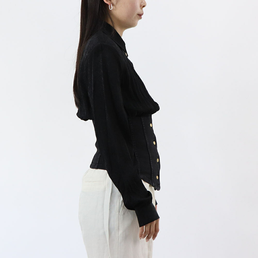 PINKO シャツ ブラウス ブラック コルセット ロゴ 1J112H-A0CN