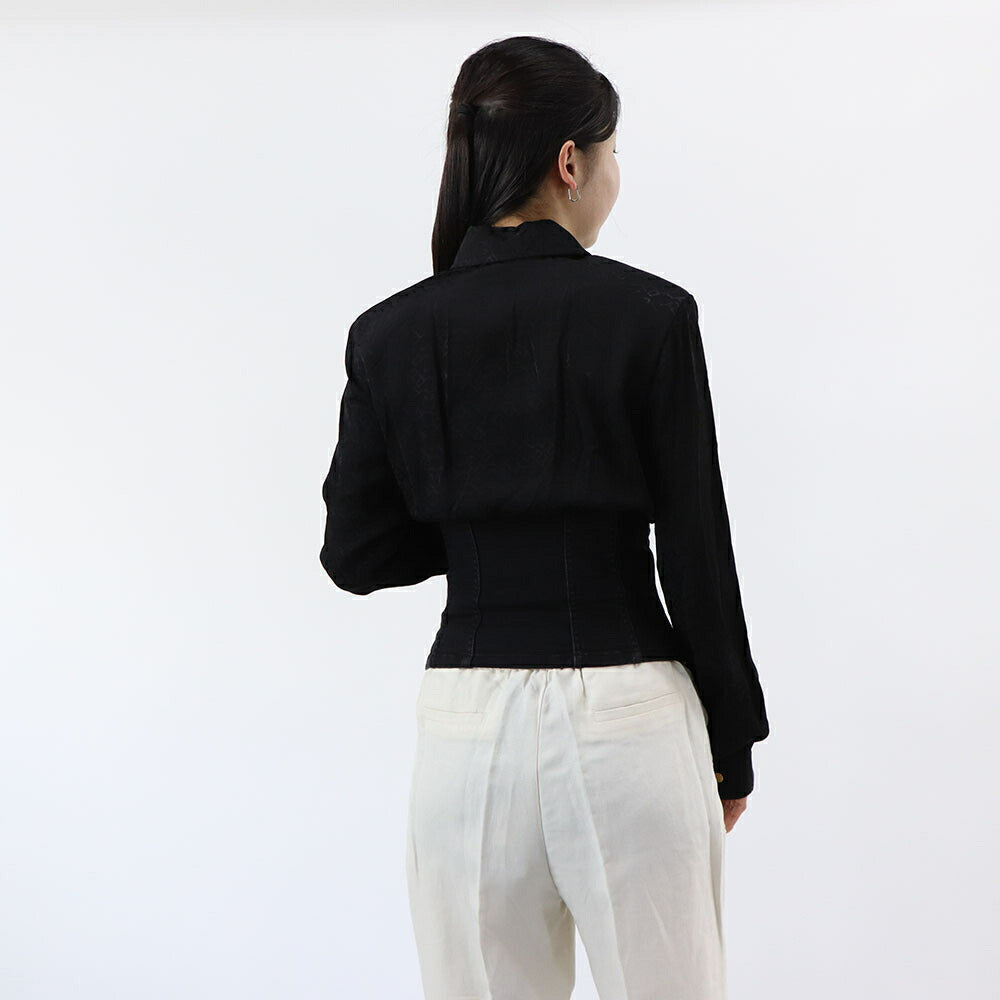 PINKO シャツ ブラウス ブラック コルセット ロゴ 1J112H-A0CN