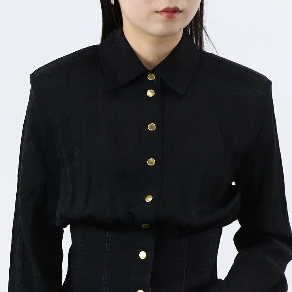 PINKO シャツ ブラウス ブラック コルセット ロゴ 1J112H-A0CN