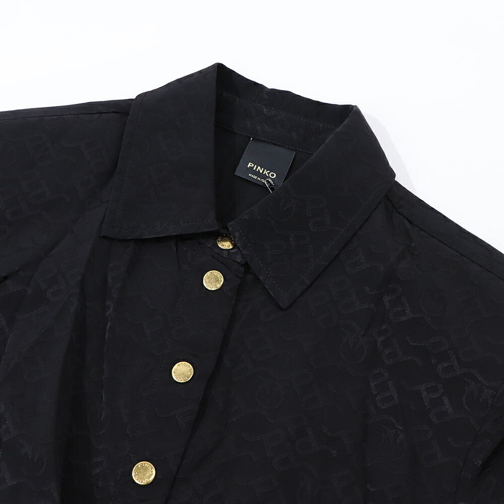 PINKO シャツ ブラウス ブラック コルセット ロゴ 1J112H-A0CN